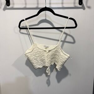 American Eagle Cream Crochet Top
